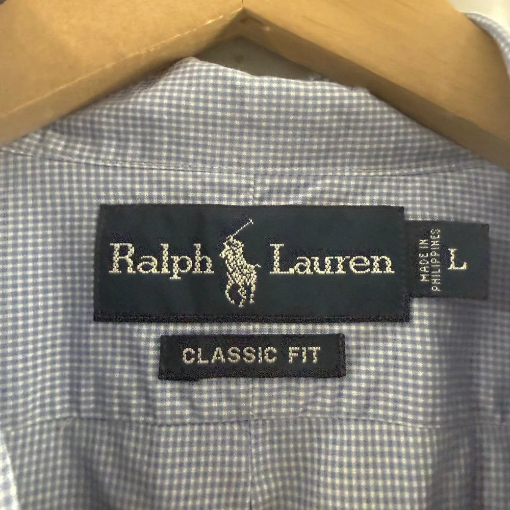 Polo Ralph Lauren Mens Classic Fit Gingham Check Pink Pony Short Sleeve Shirt L